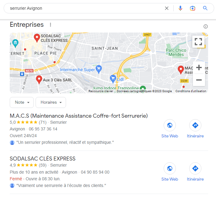Google my Business référencement - exemple serrurier Google my Business référencement - exemple serrurier